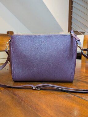 Lo & Sons Pearl Bag in Purple Saffiano Leather